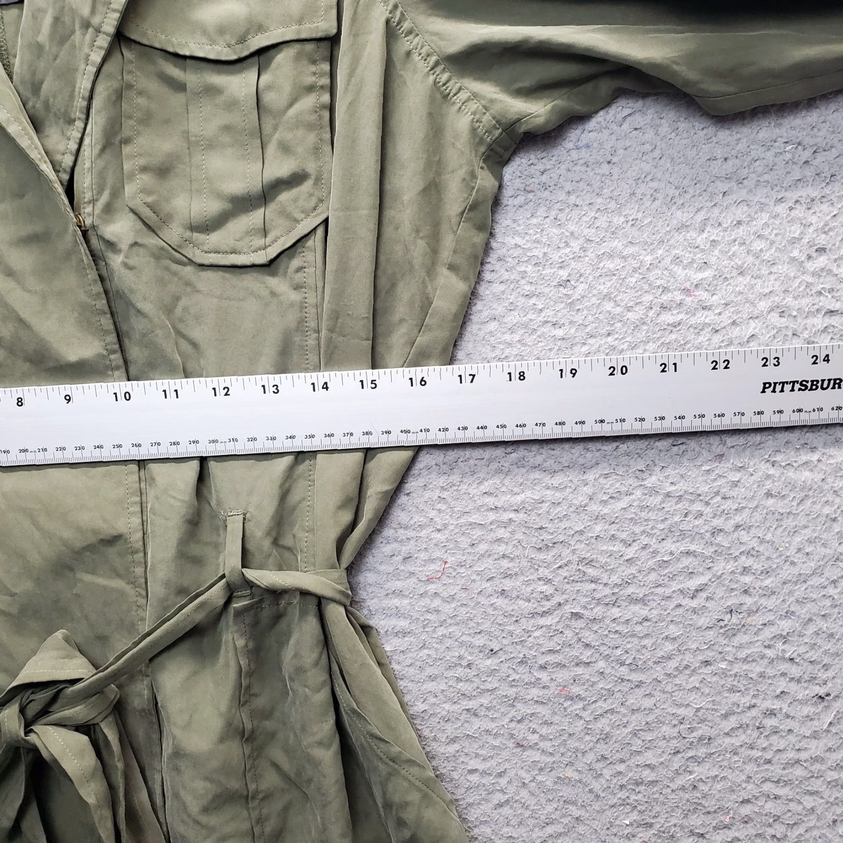 Banana Republic Banana Republic Womens 12 Trench Dress Green Roll Tab Sleeve Belt Waist Notch Midi Shirt Dress Womens Size 12 Green BanRRPmid Size XL / US 12-14 / IT 48-50 - 4 Thumbnail
