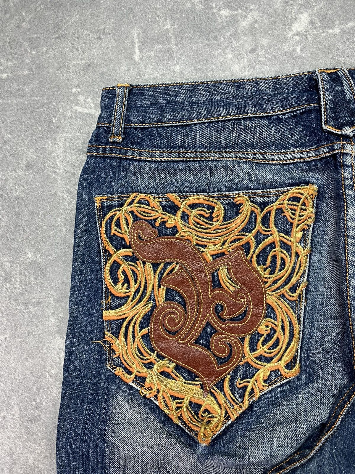 Pelle Pelle Pelle Pelle Vintage Leather Logo Baggy Denim Jeans 34 Size US 34 / EU 50 - 12 Thumbnail