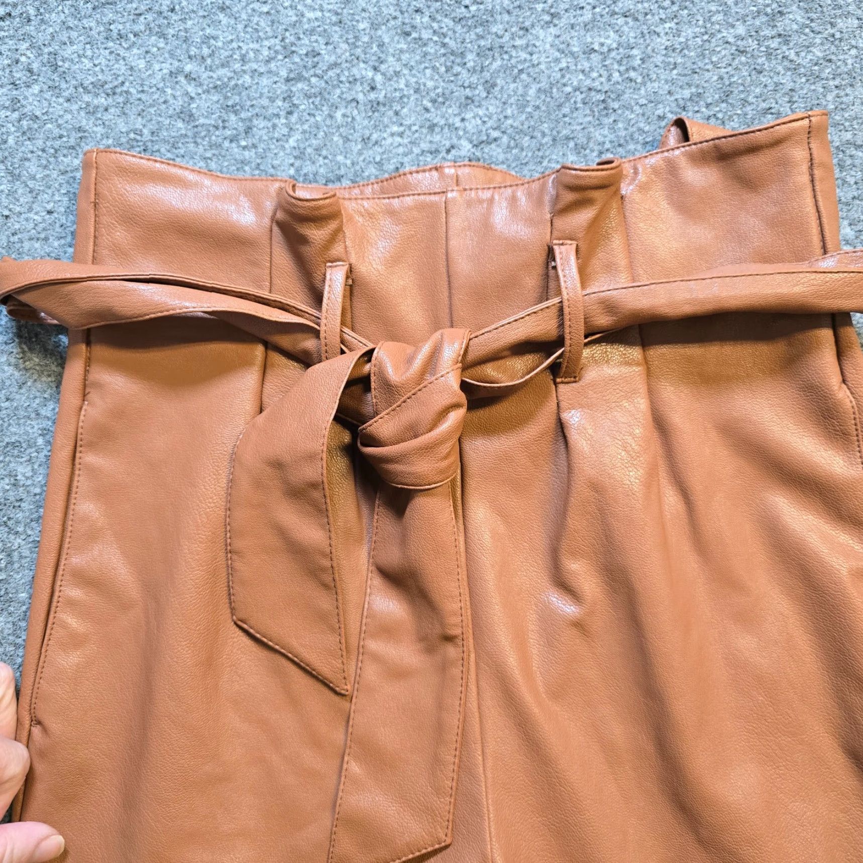 Commando Commando Pants Women XS Brown Faux Leather Belted High Waist Taper Capsule Size 26" / US 2 / IT 38 - 3 Thumbnail