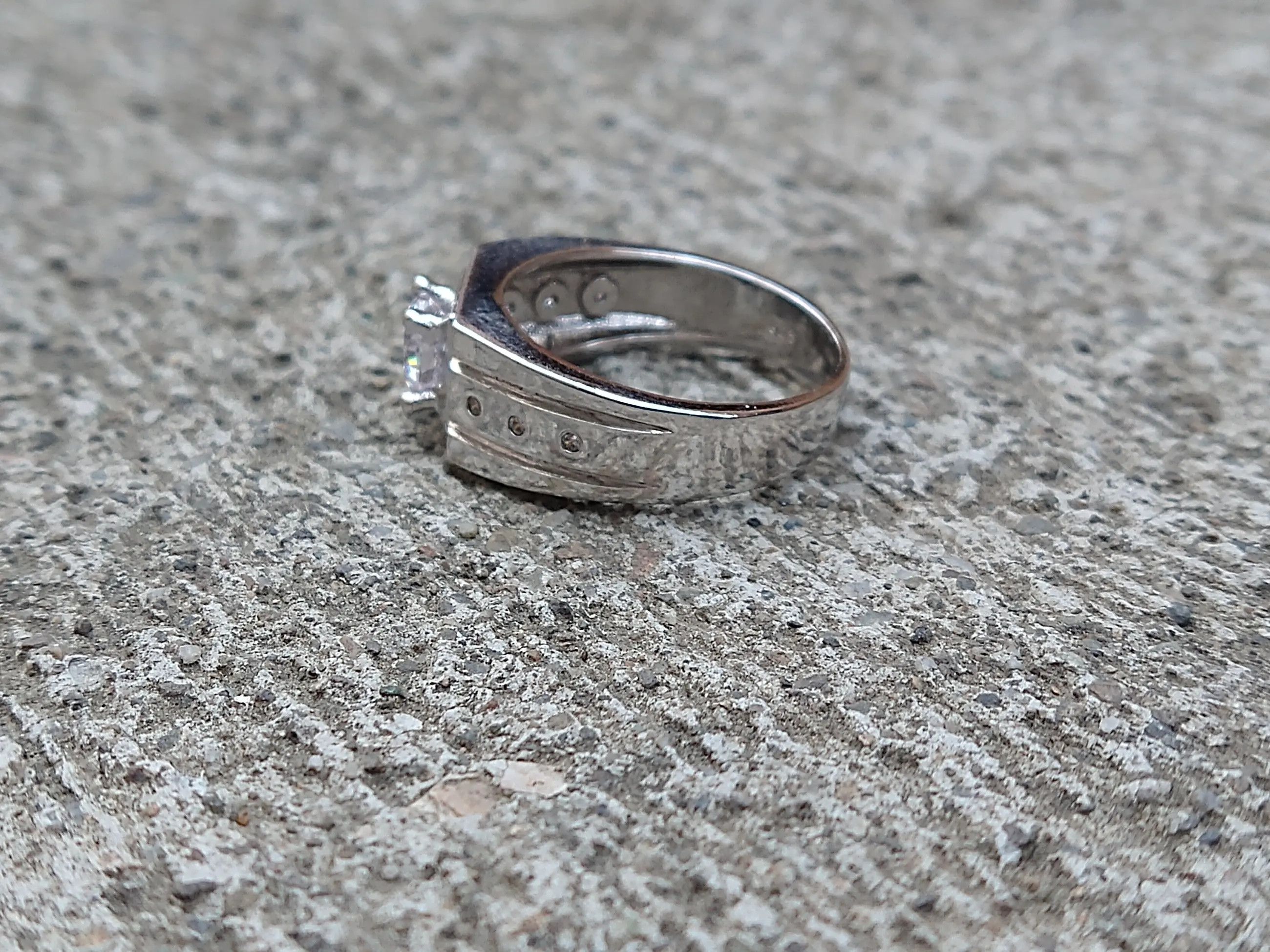 Sterling Silver Sterling Silver Ring Size 8.75 Clear CZ Round Band Size ONE SIZE - 3 Thumbnail
