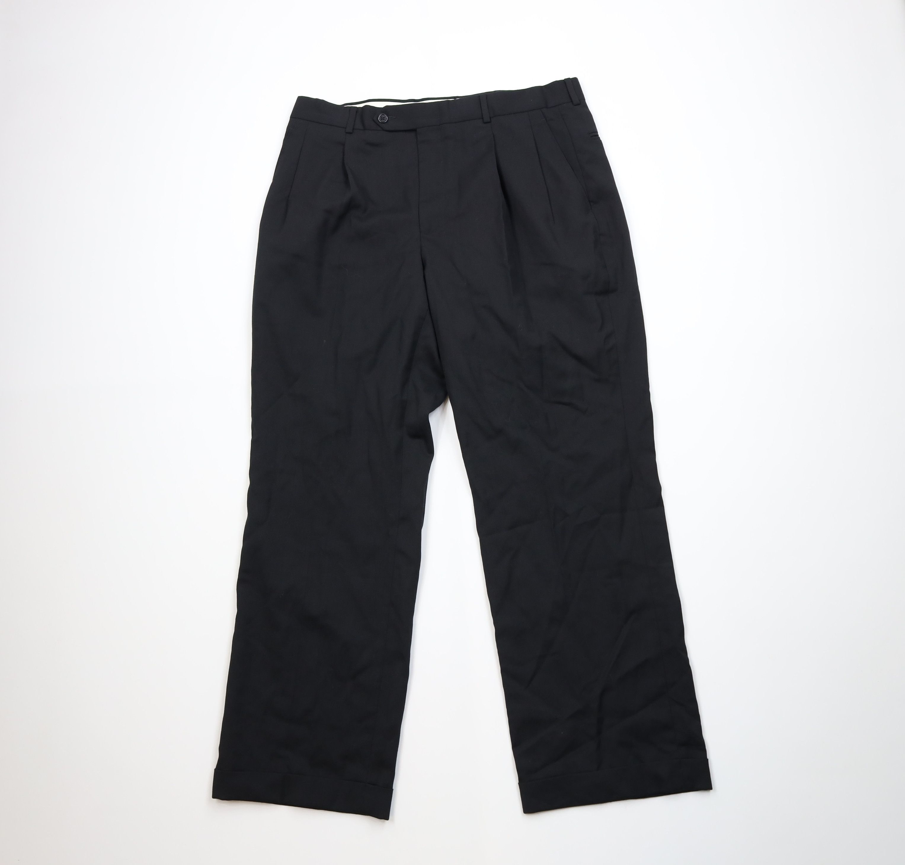 Vintage Vintage 90s Streetwear Worsted Wide Leg Chino Pants Black Size US 36 / EU 52 - 1 Thumbnail