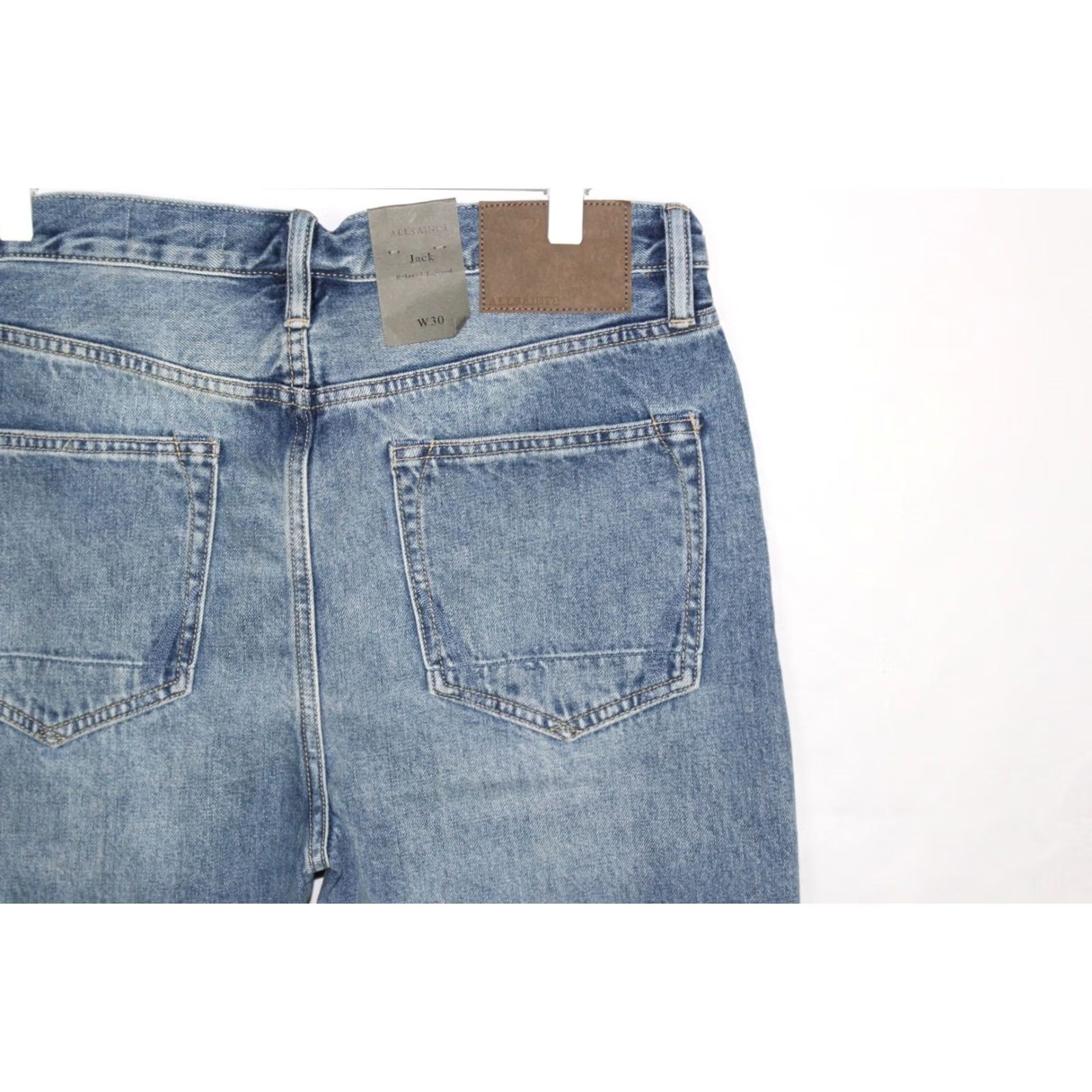 Allsaints AllSaints Men's Jack Damaged Relaxed Taper Jeans 30 x 28 Mid Indigo Size US 30 / EU 46 - 3 Thumbnail