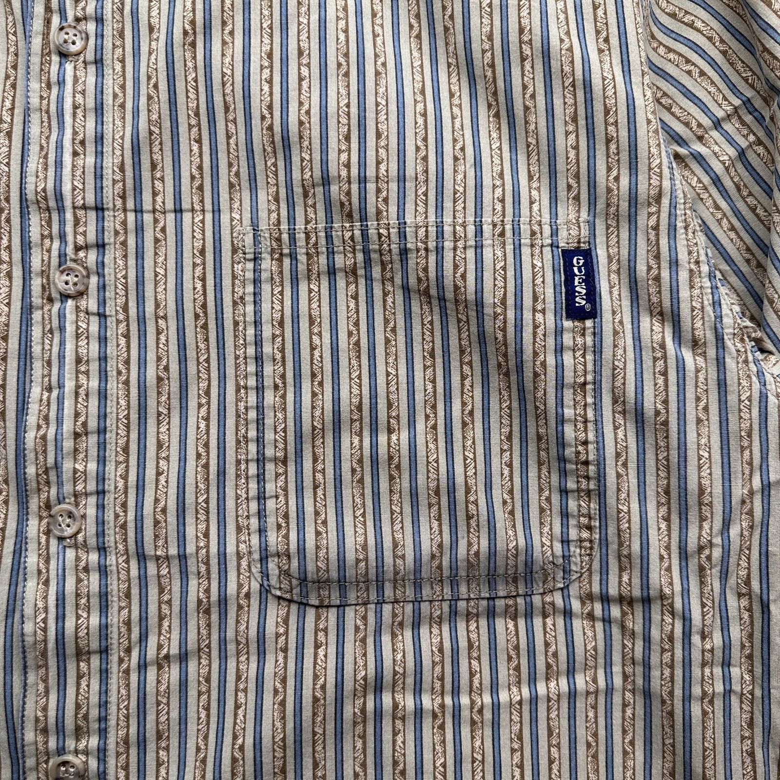 Guess Vintage Guess Striped Button Long Sleeve Shirt Large Blue Size US L / EU 52-54 / 3 - 6 Thumbnail
