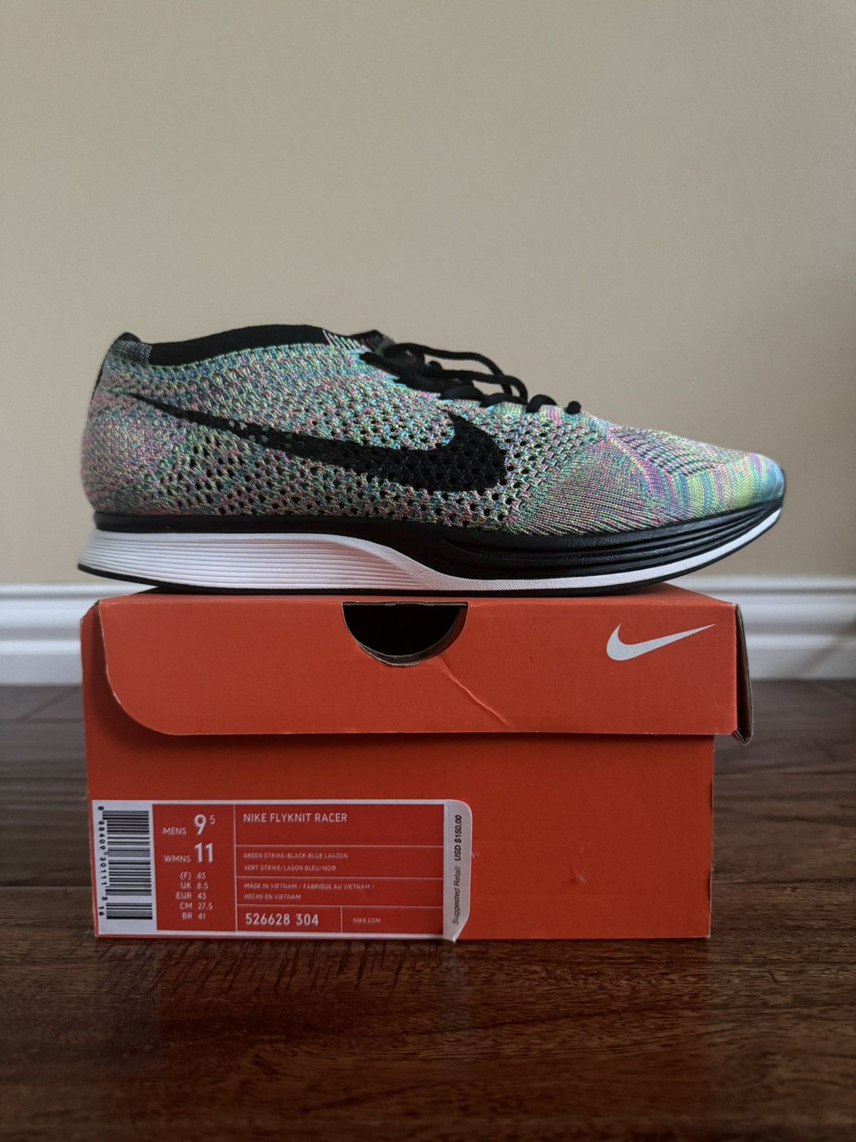 Nike Nike Flyknit Racer Multi Color 2.0 Size US 9.5 / EU 42-43 - 2 Thumbnail
