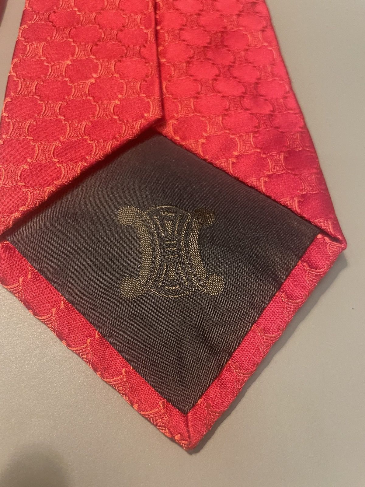 Celine Celine Triomphe tie. Red 100% silk Size ONE SIZE - 3 Thumbnail