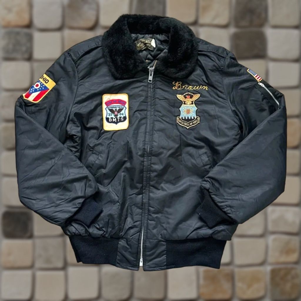 Vintage VINTAGE Timber King Bomber Jacket Men M Black Chain Stitched USAF 70s Cotton Jacket Size US M / EU 48-50 / 2 - 1 Thumbnail