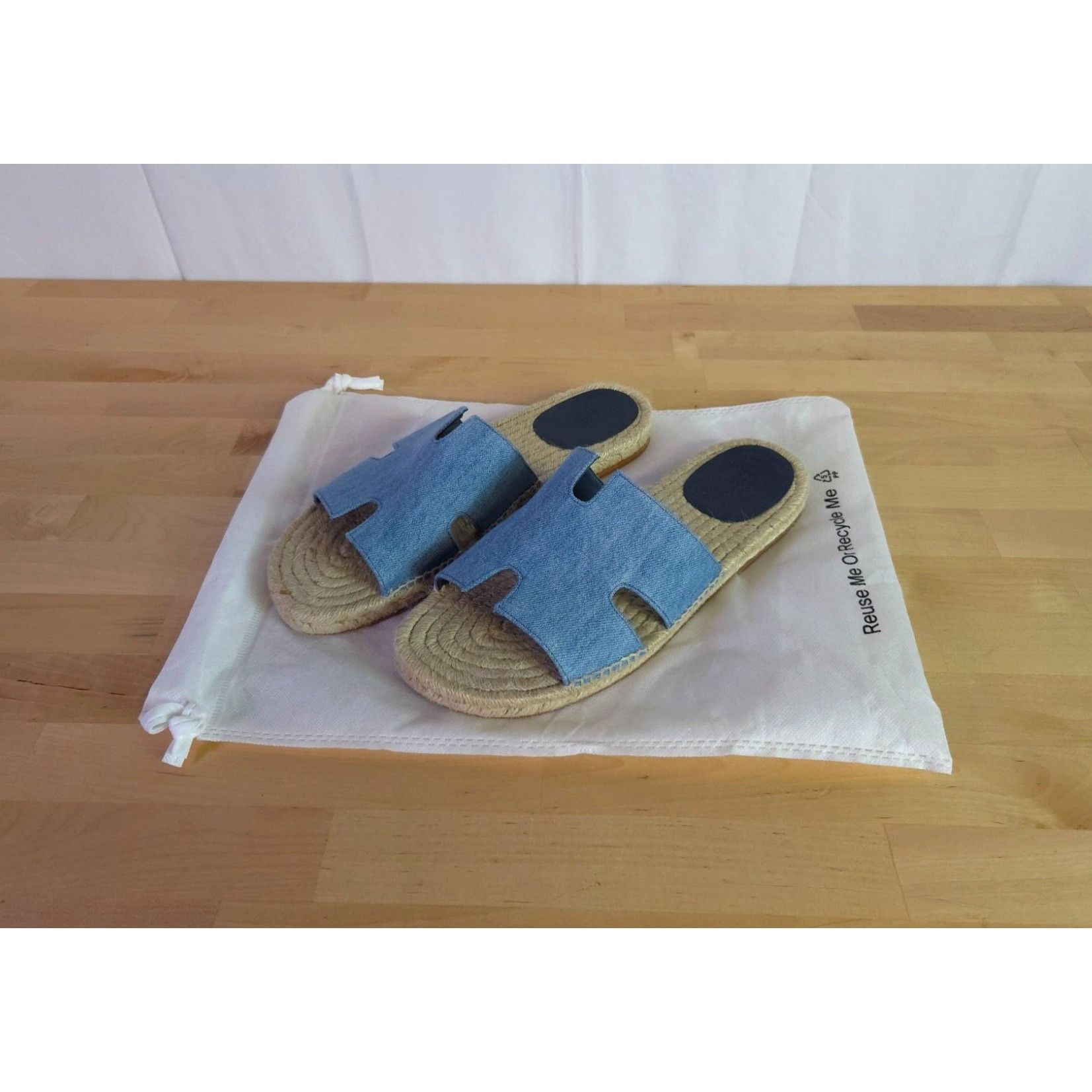 Hermes Hermès Antigua Mens Denim & Leather Espadrilles Sandals EU 4 Size US 10.5 / EU 43-44 - 1 Thumbnail