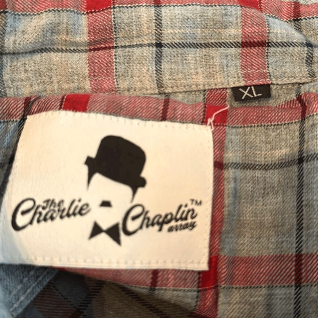 Vintage Charlie Chaplin Red Gray Plaid Button Down Shirt XL Men Long Sleeve Size US XL / EU 56 / 4 - 5 Thumbnail
