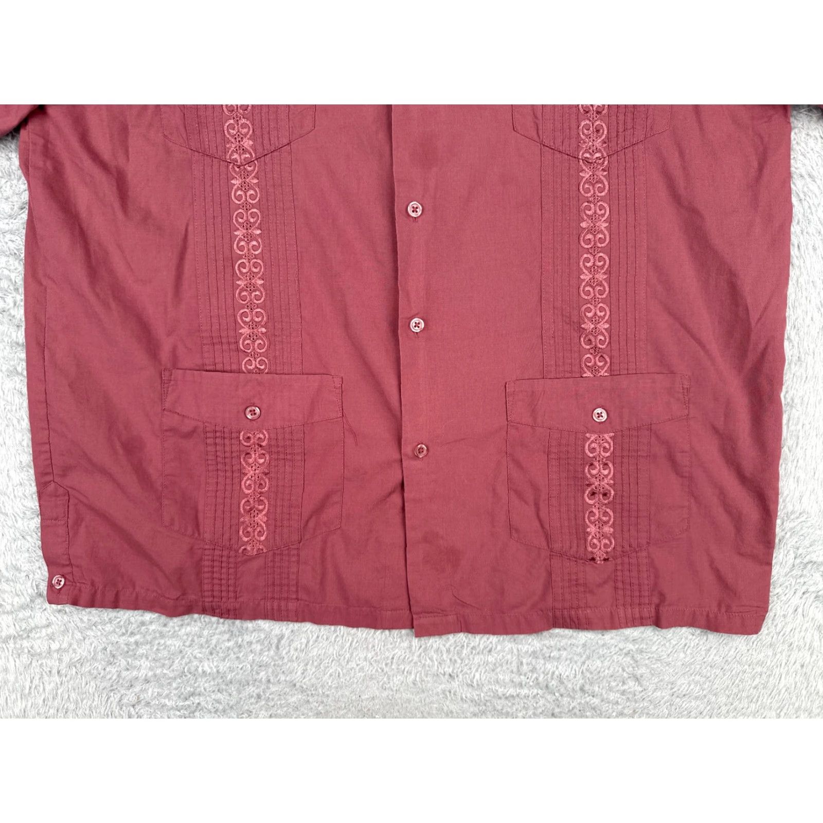 Vintage TropiCool Guayabera Shirt Adult Extra Large Red Polyester Blend 4 Pocket READ Size US XL / EU 56 / 4 - 5 Thumbnail