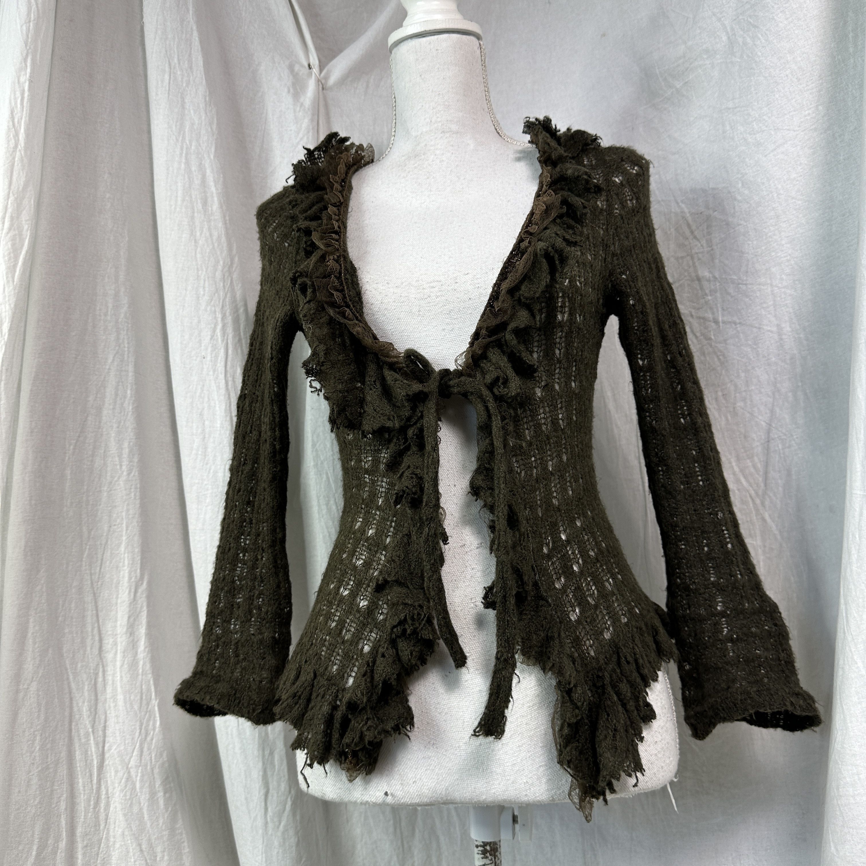 Vintage Vintage Avant Garde Mohair Crochet Cardigan Y2K Size M / US 6-8 / IT 42-44 - 2 Thumbnail