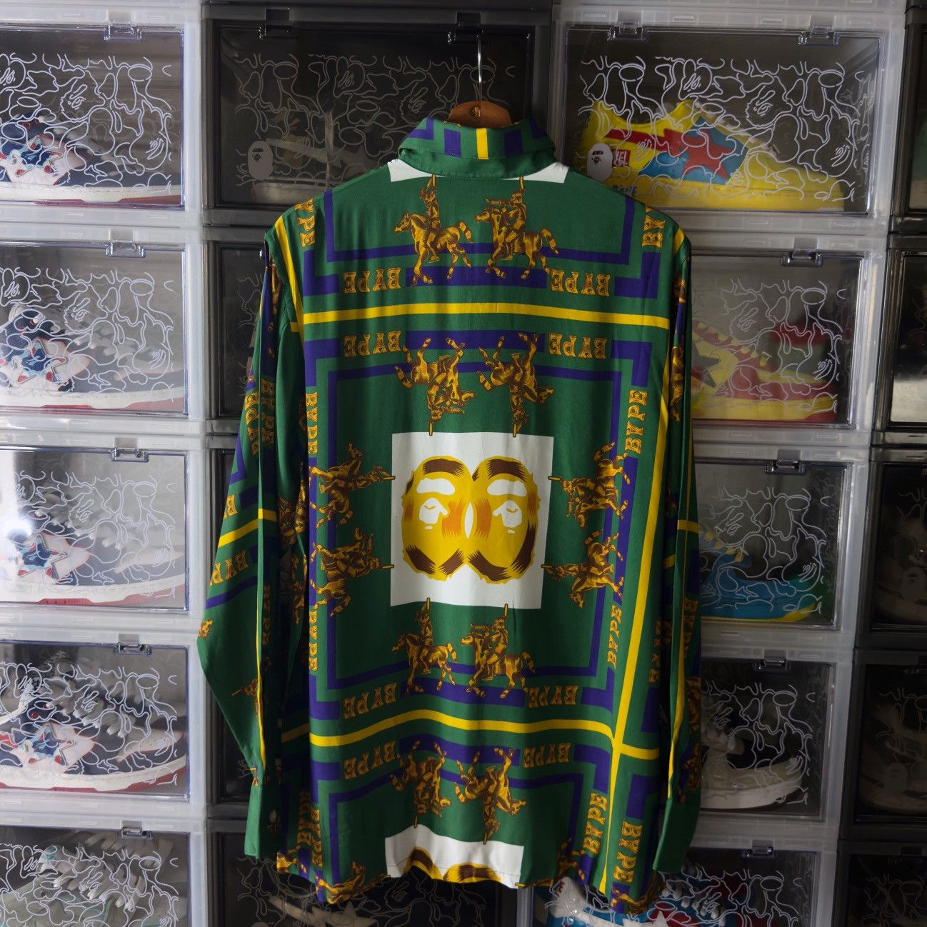 Bape Bape Double Ape Head Relaxed Shirt Green 2021 Size US S / EU 44-46 / 1 - 7 Thumbnail