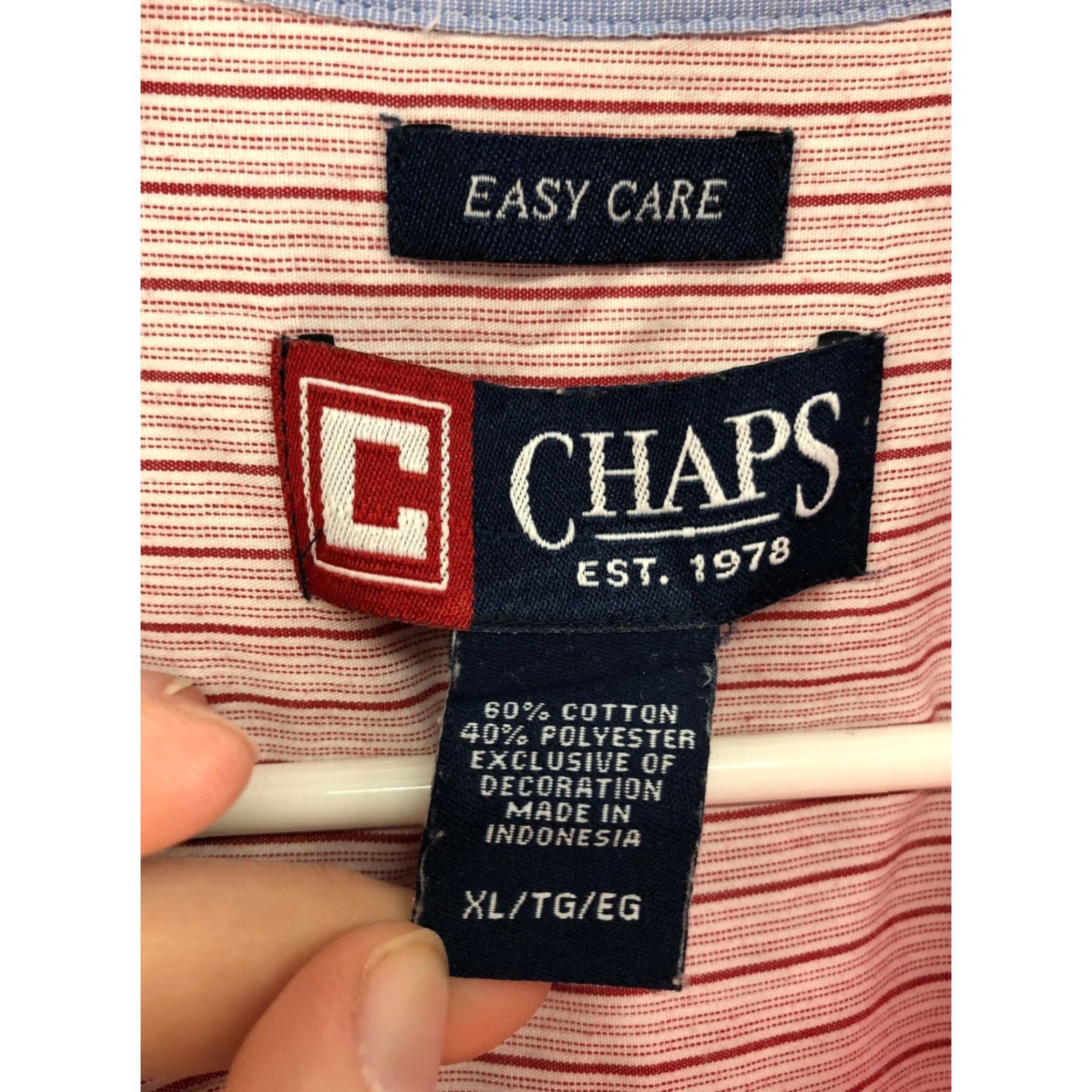 Chaps Chaps Easy Care Shirt Striped Button-Down Long Sleeve Red Mens XL Size US XL / EU 56 / 4 - 7 Thumbnail