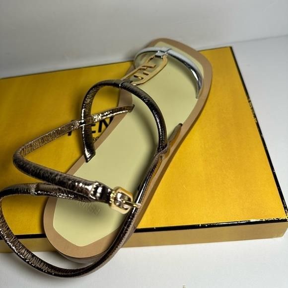 Fendi - New FENDI Metallic Nappa Fendi O'Lock Gladiator Flat Sanda Size US 7.5 / IT 37.5 - 3 Thumbnail