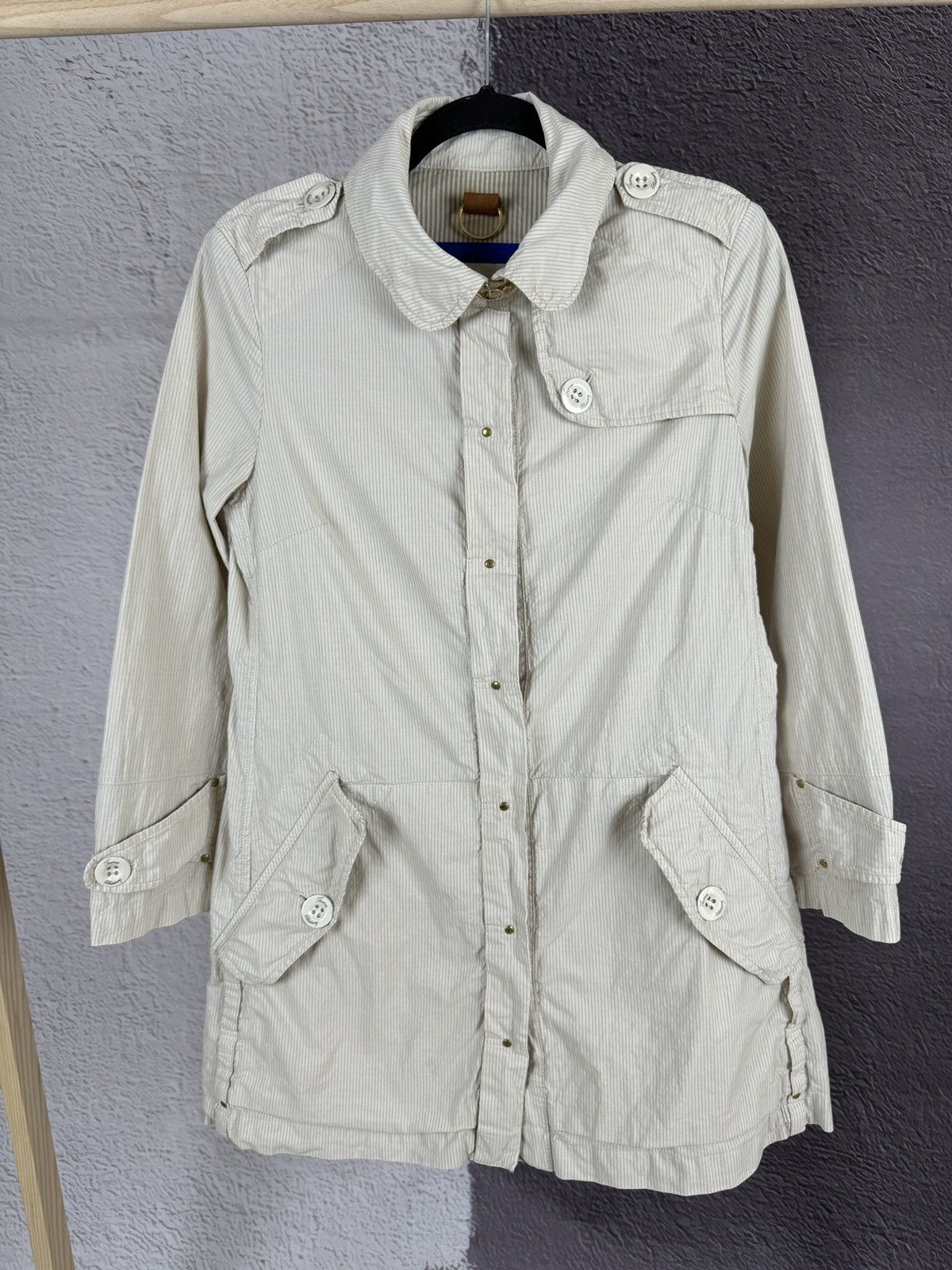 Burberry Thomas Burberry striped cotton lightweight trench coat Size XS / US 0-2 / IT 36-38 - 2 Thumbnail