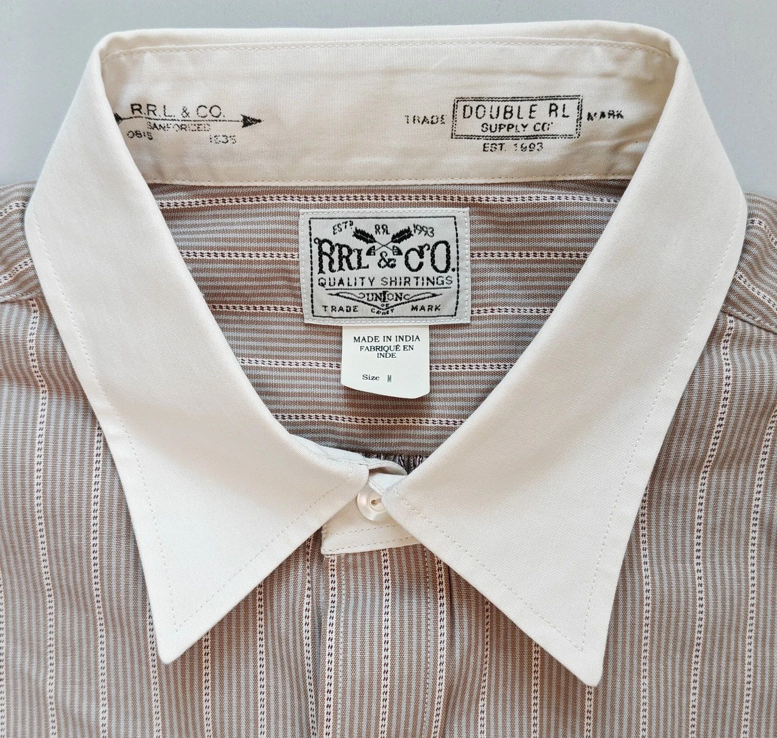 RRL Ralph Lauren Double RL Slim Fit Striped Dobby Shirt T 9101 Size US M / EU 48-50 / 2 - 5 Thumbnail