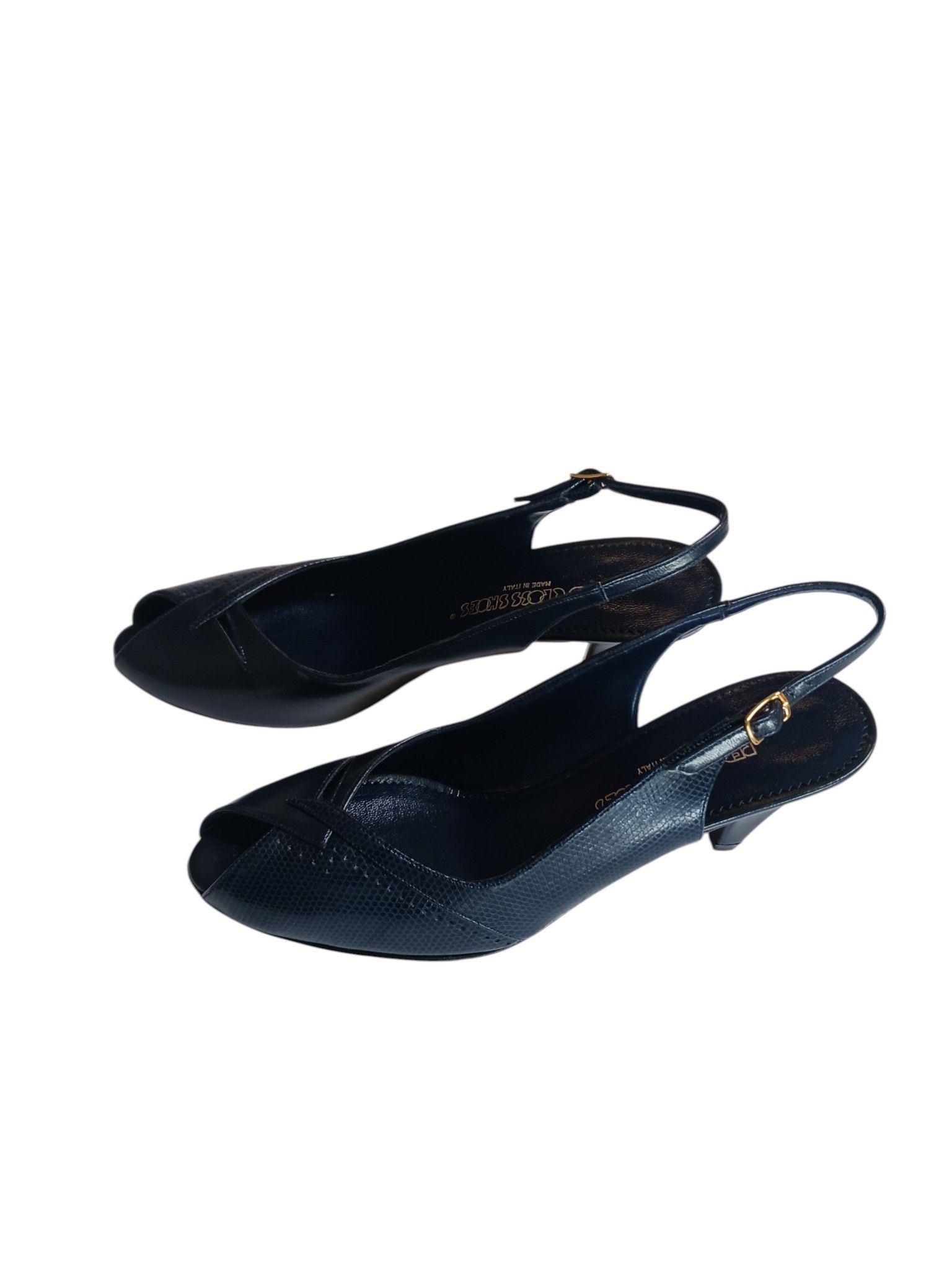 Vintage Vintage NWT Italian Blue Leather Slingback Kitten Heels Size US 8.5 / IT 38.5 - 5 Thumbnail
