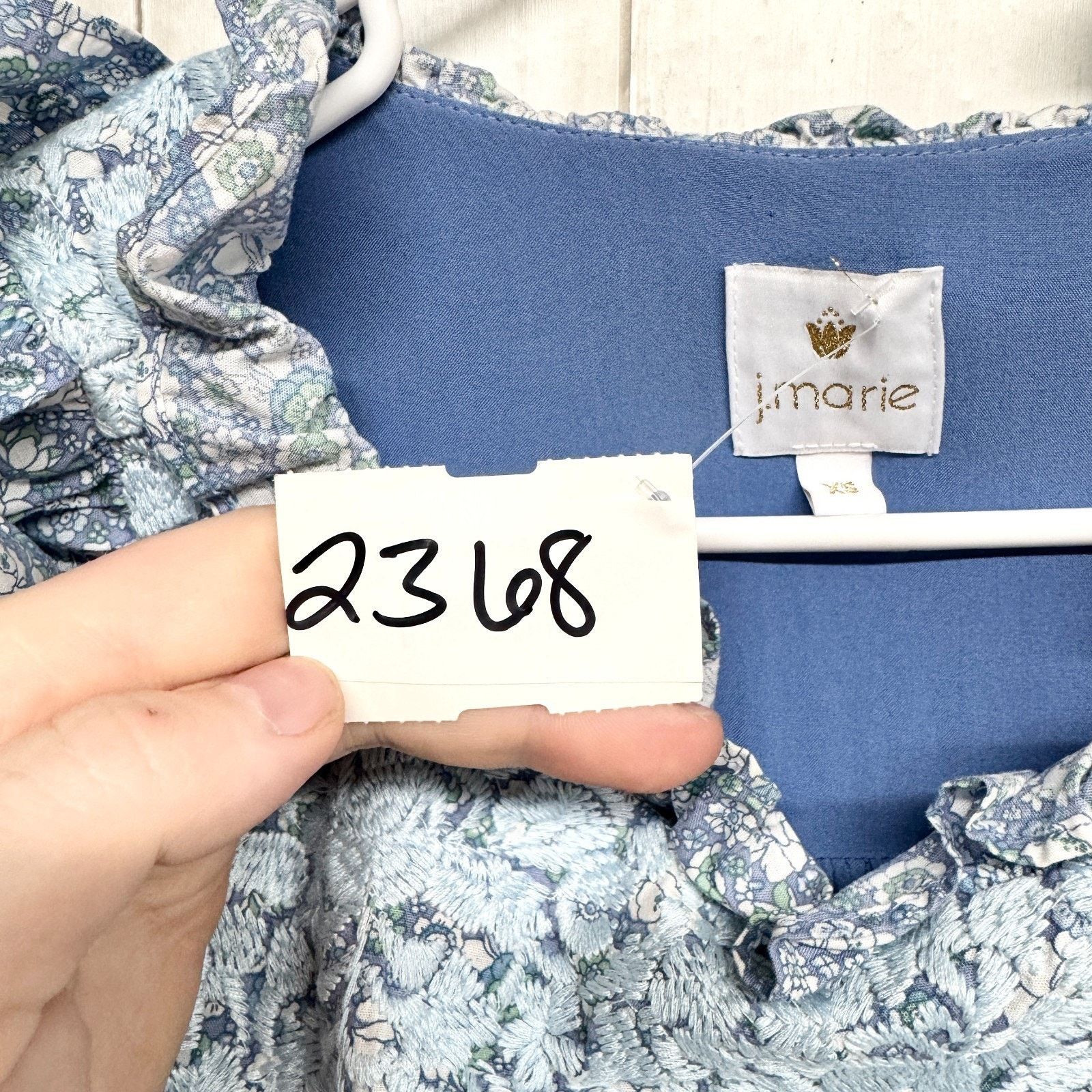 Other J. Marie Dress Women Size XS Blue Tiered Embroidered Midi Size XS / US 0-2 / IT 36-38 - 3 Thumbnail