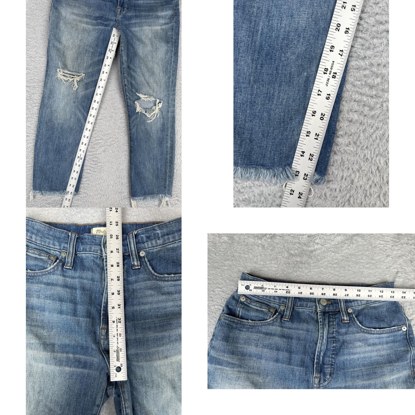 Madewell VINTAGE Madewell Jeans Womens 27 Blue Mid Rise Distressed Crop 27x24.5 Slim Pocket Fringe 5-Pocket Denim Fall Mens? Size 27" / US 4 / IT 40 - 8 Thumbnail