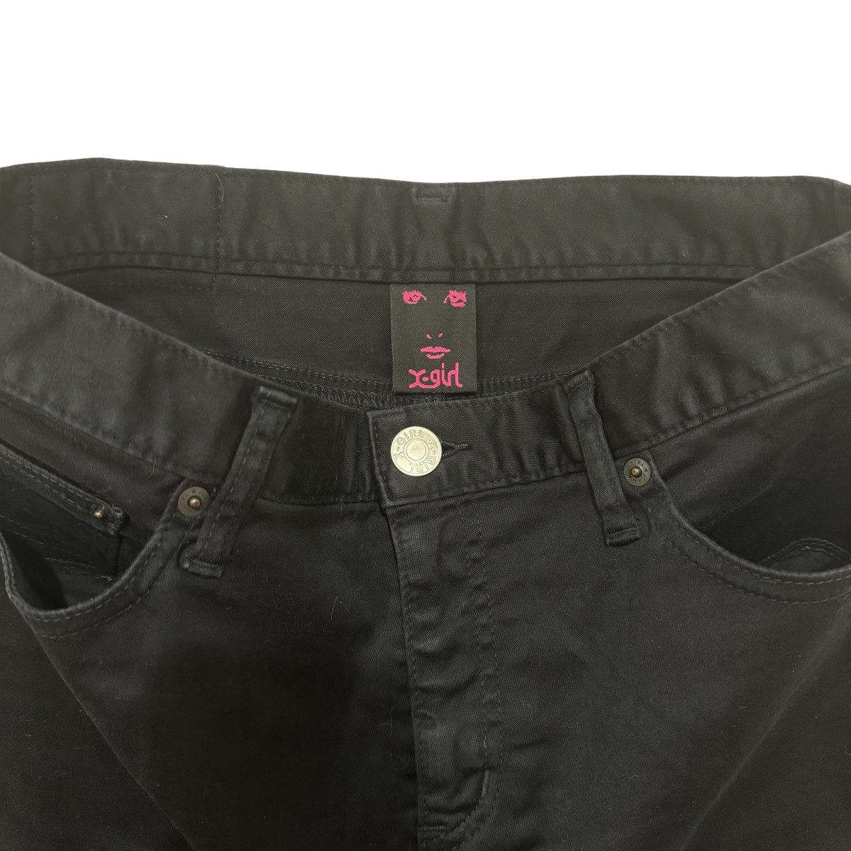 Japanese Brand X-girl RARE Black Denim Apple Pocket Skirt Size 30" / US 8 / IT 44 - 3 Thumbnail