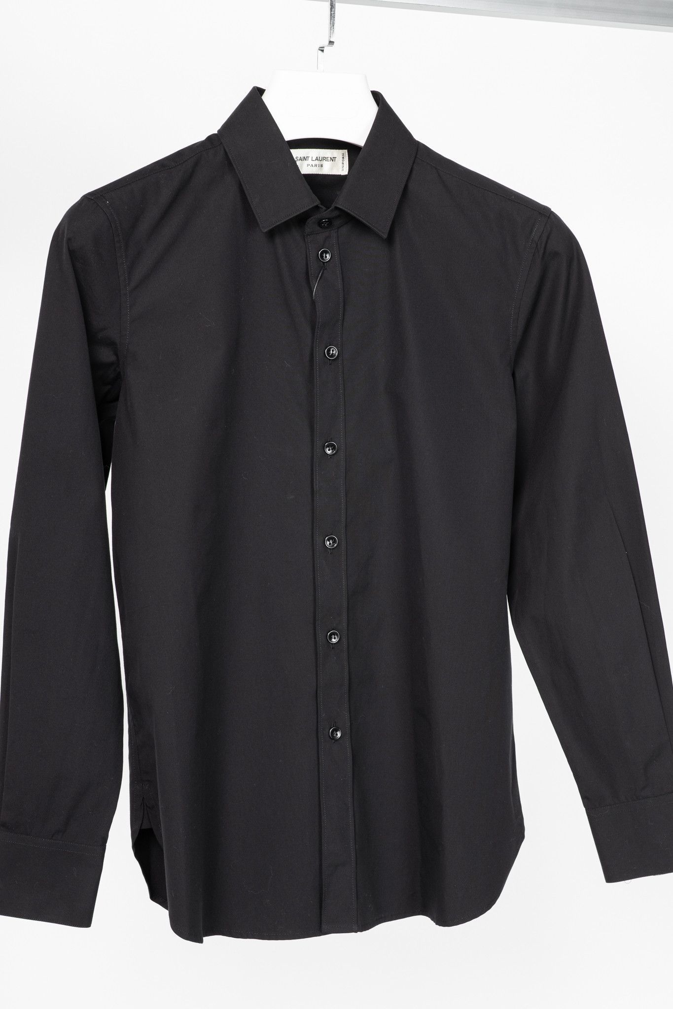 Saint Laurent Paris Saint Laurent Black Cotton-Poplin Buttoned Shirt Size S / US 4 / IT 40 - 3 Thumbnail