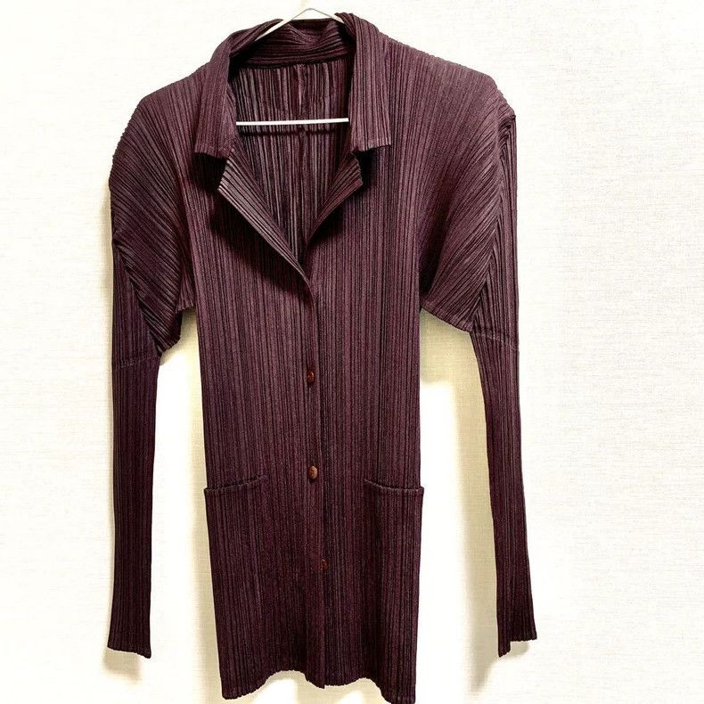 Issey Miyake Issey Miyake size:3 Brown pleated cardigan Size L / US 10 / IT 46 - 1 Thumbnail