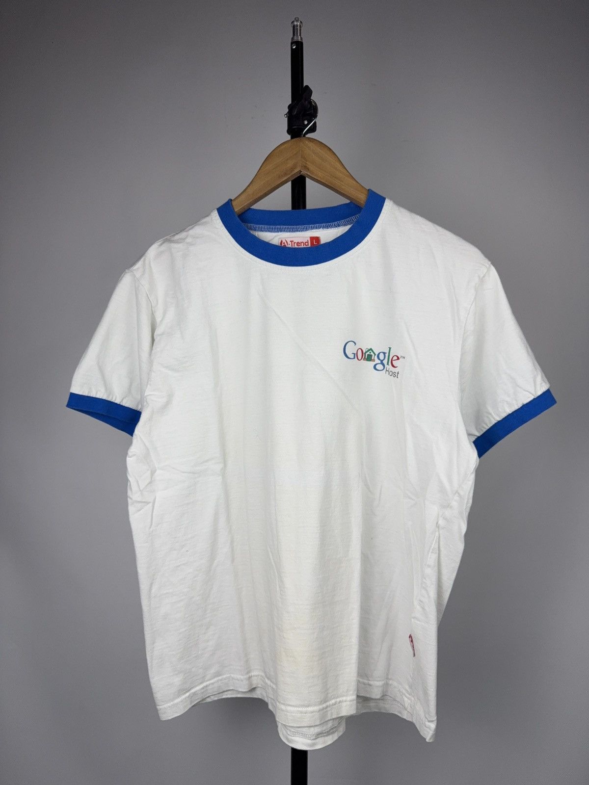 Vintage 00s Retro Google Host Promo Ringer T-Shirt Travel the World Size US S / EU 44-46 / 1 - 2 Thumbnail