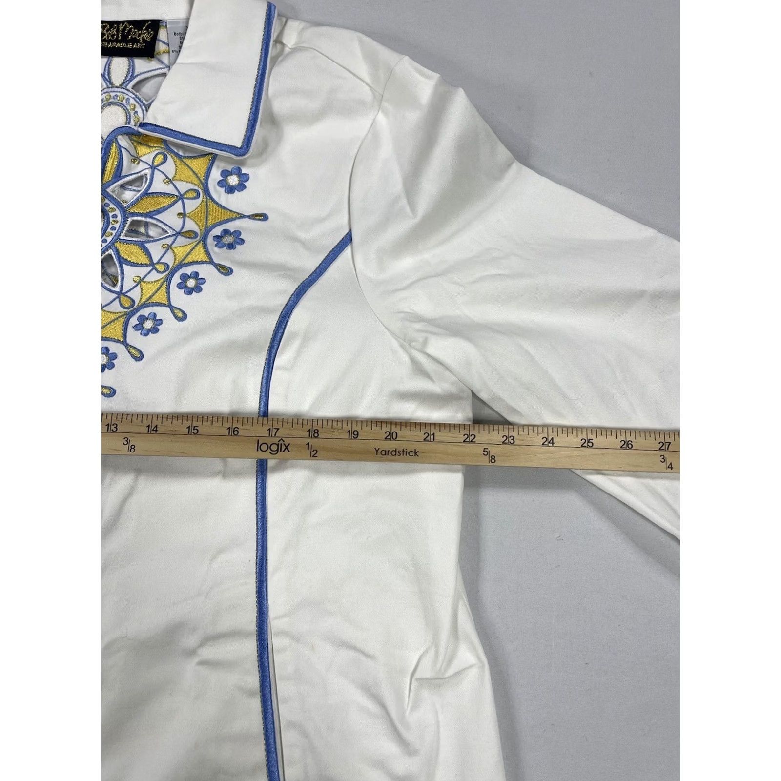 Bob Mackie BOB MACKIE Women's XL Wearable Art JACKET Floral Embroidery Sunburst Cutout Top Jacket XL White Sunburst Art Beach Womens Size XL / US 12-14 / IT 48-50 - 4 Thumbnail