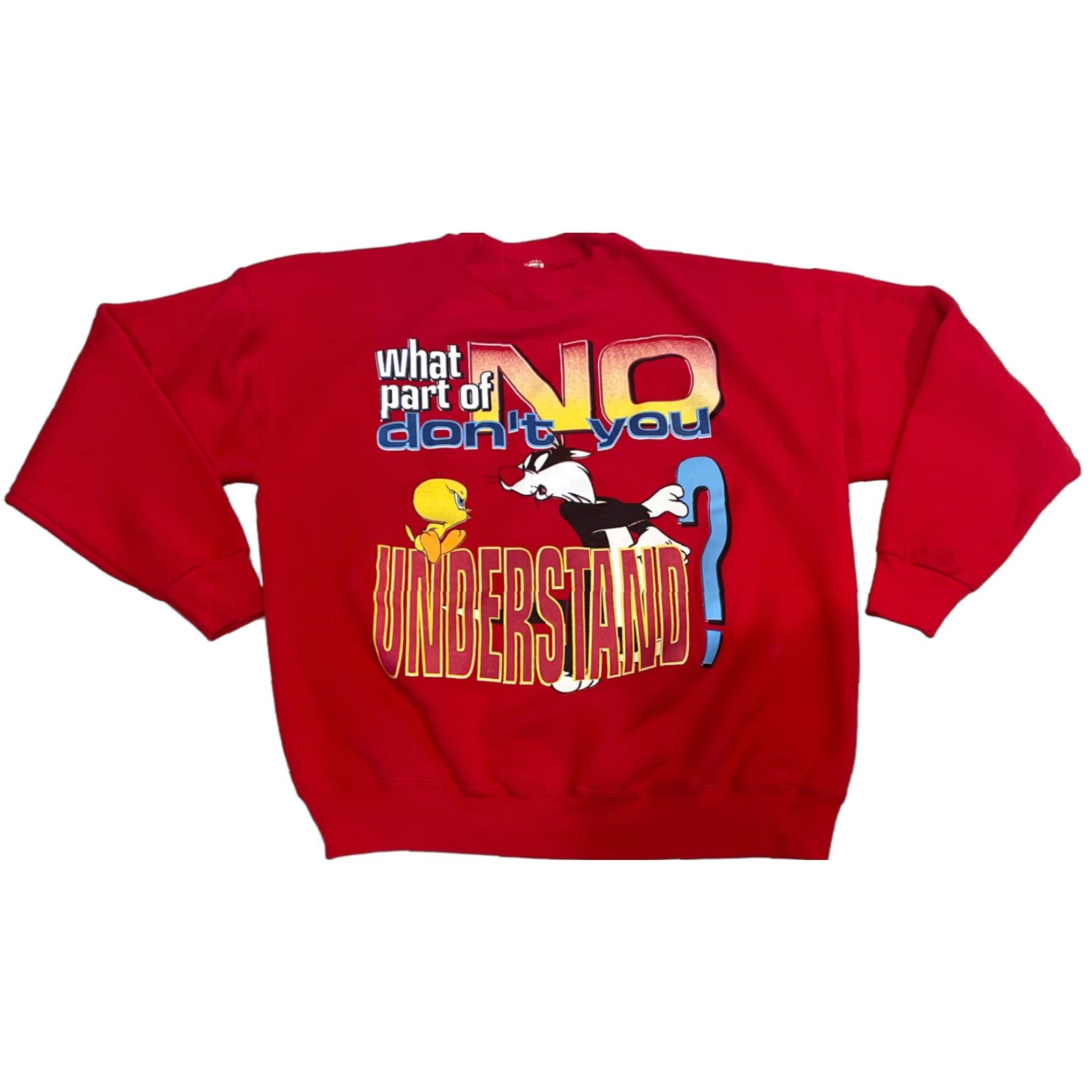 Vintage VINTAGE Looney Tunes Tweety Bird Sylvester Sweater Red XL Sweatshirt Pullover Unisex Adults Crew Neck Long Sleeve Graphic Print (What Part Of) Size US XL / EU 56 / 4 - 1 Thumbnail
