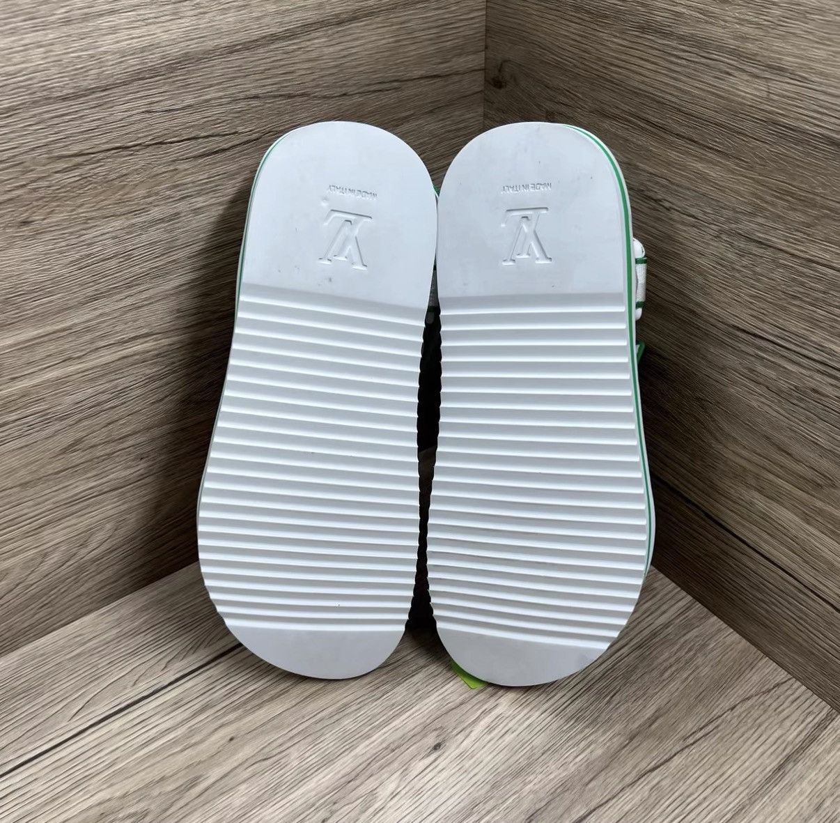 Louis Vuitton LV Panama White & Green Damier Sandals J41 Size US 8 / EU 41 - 5 Thumbnail