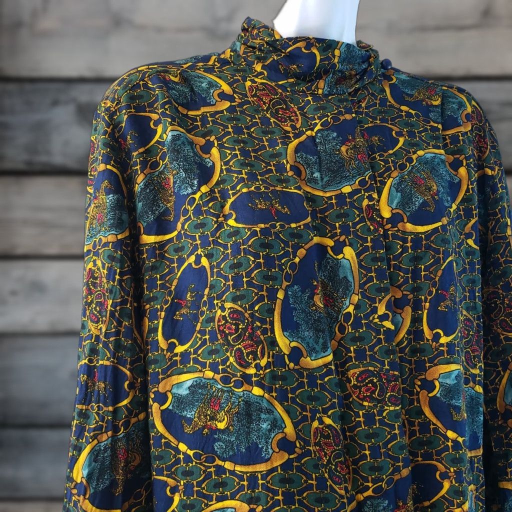 Pendleton Sophisticates by Pendleton Womens Blouse Sz 14 Blue Green Horse Bit Long Sleeve Size XL / US 12-14 / IT 48-50 - 1 Thumbnail