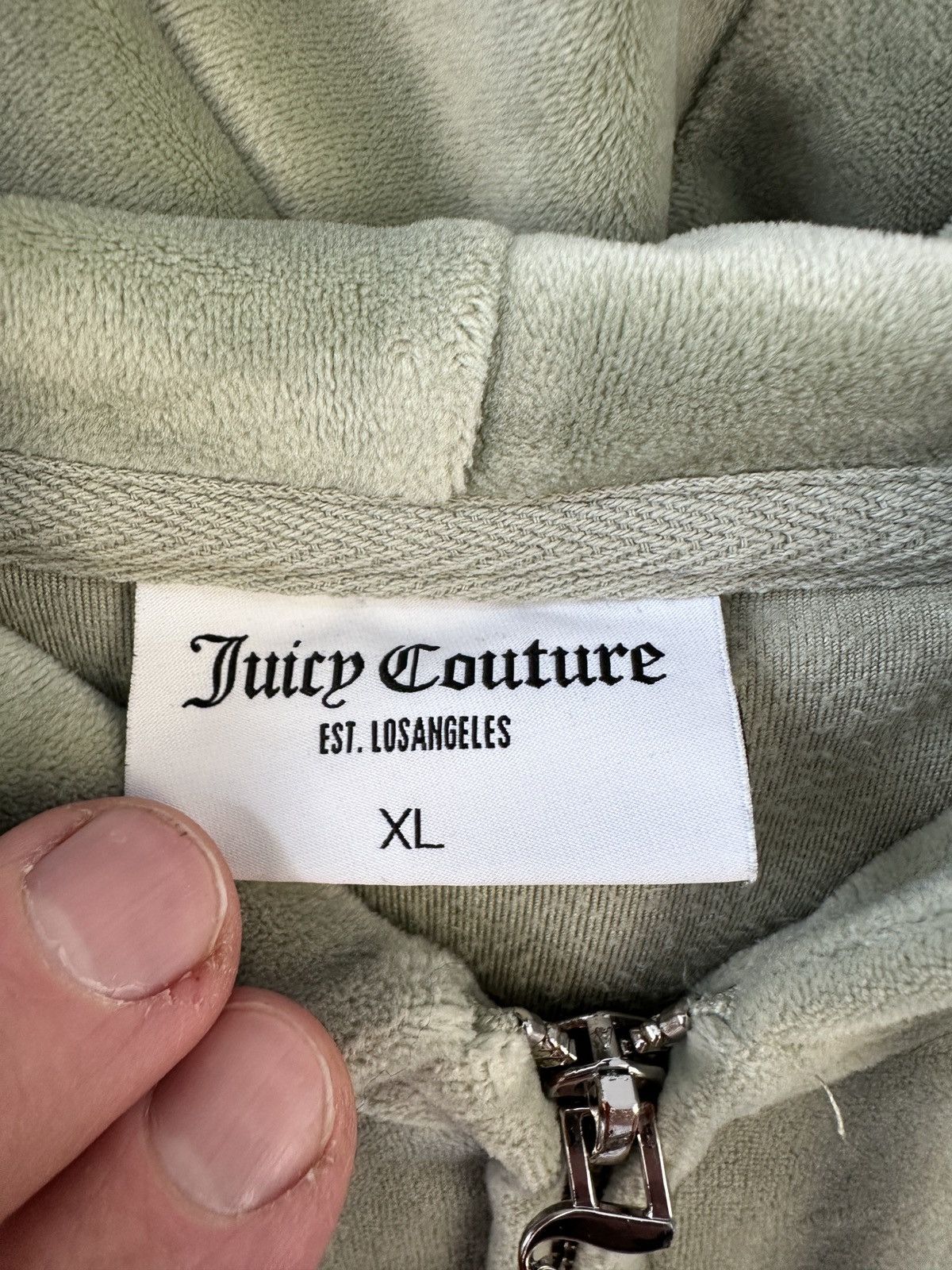 Juicy Couture Juicy Couture Velour Hoodie XL Rhinestone Spellout Back Y2K Size XL / US 12-14 / IT 48-50 - 9 Thumbnail