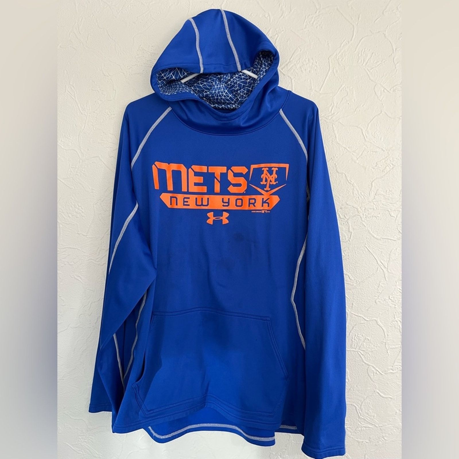 Under Armour Mens Under Armour New York Mets Hoodie Blue Orange XL 2016 Size US XL / EU 56 / 4 - 1 Thumbnail