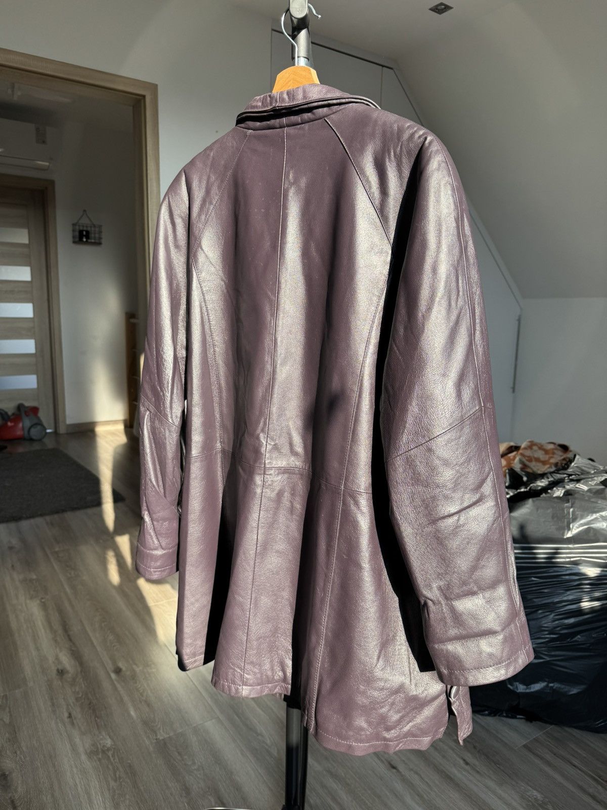 Genuine Leather × Vintage Vintage Purple Leather Jacket Coat Avant Garde Opium Washed Size L / US 10 / IT 46 - 5 Thumbnail