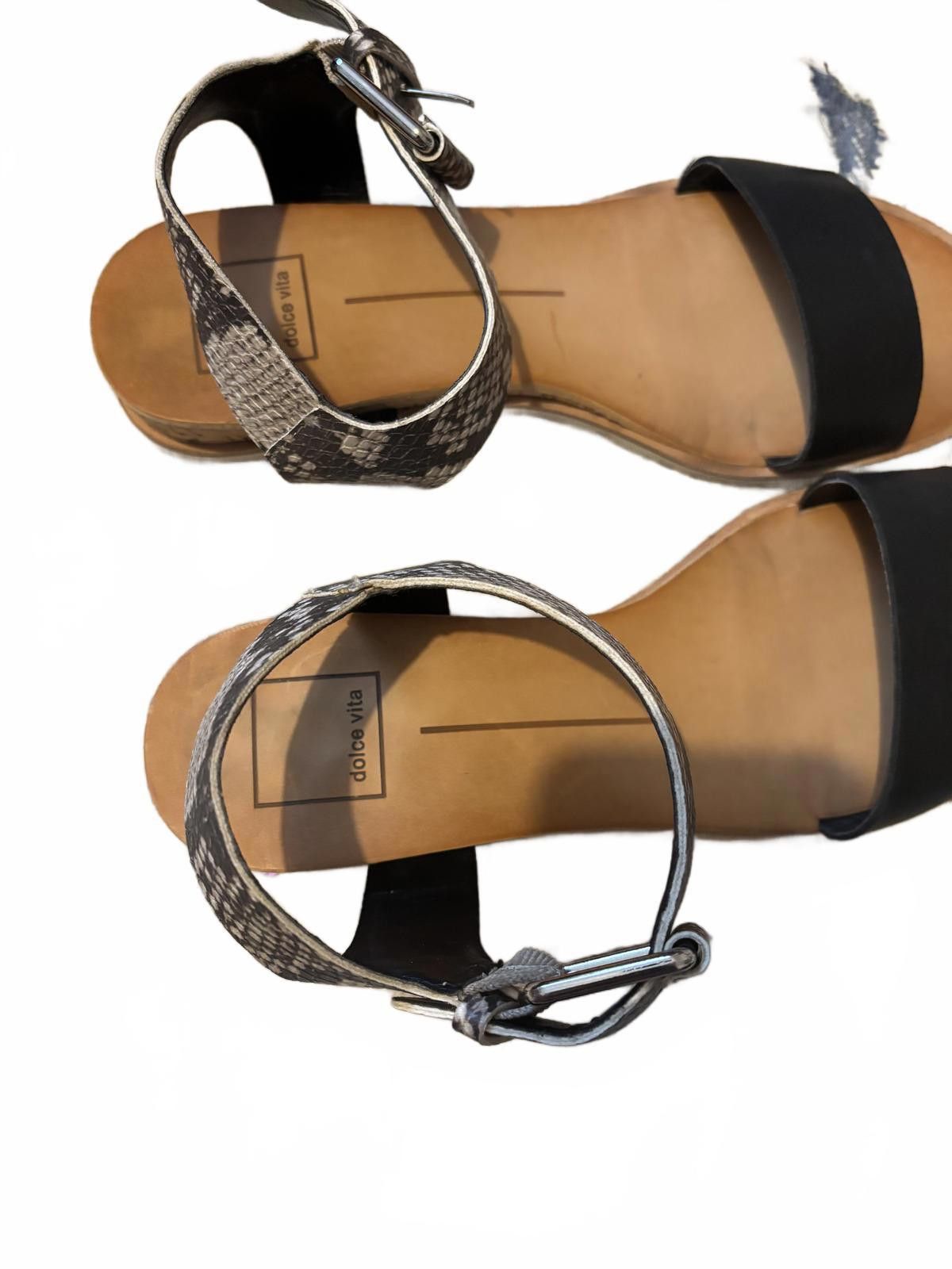 Other Dolce Vita Women's Black and Snake Print Ankle Strap Sandals Size US 7 / IT 37 - 4 Thumbnail