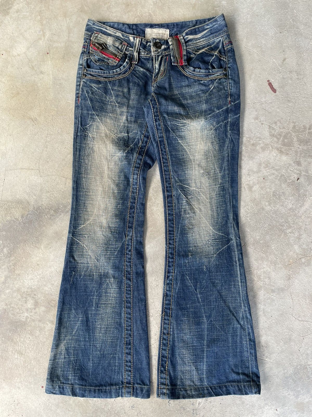 Hysteric Glamour 🇯🇵 LOLITA Flare Bootcut Mudwash Distressed Exotic Denim Jeans Size 29" - 3 Thumbnail