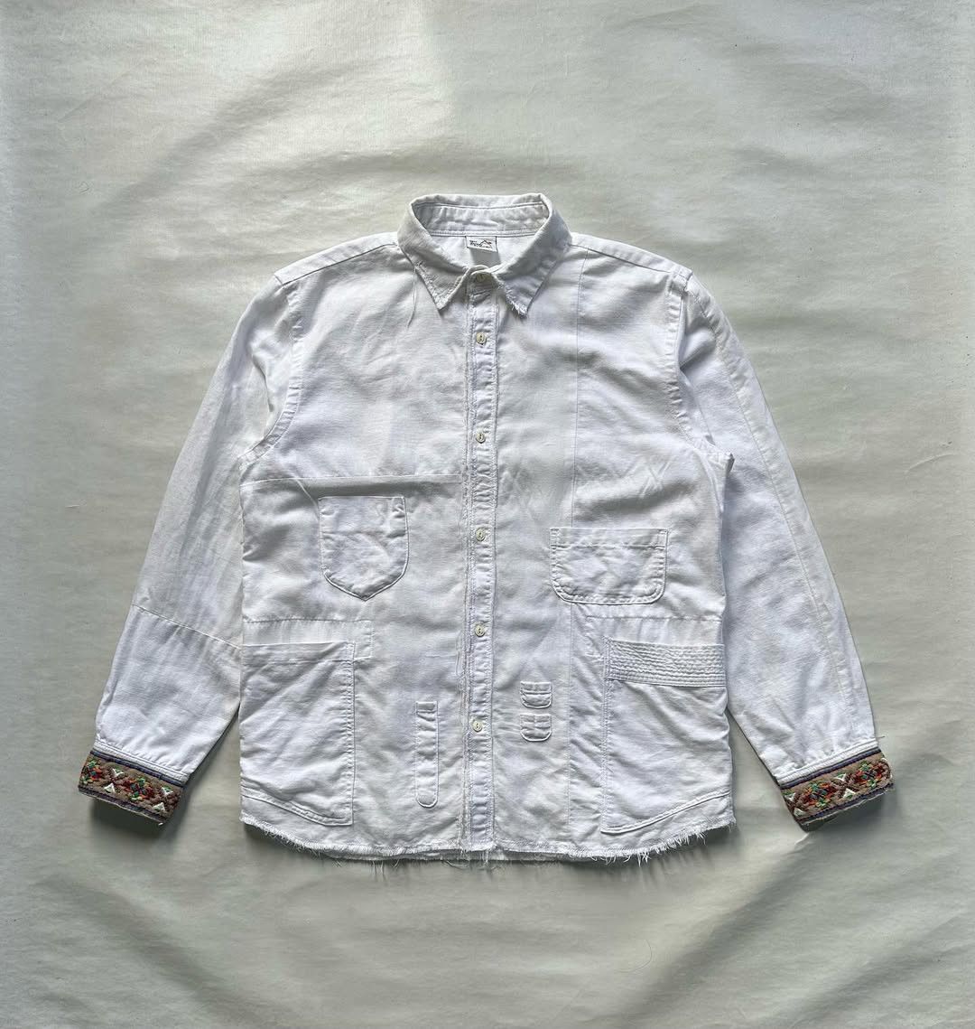 go slow caravan G0 SL0W CARAVAN Crazy Linen Denim Native Wide Shirt Size US L / EU 52-54 / 3 - 1 Thumbnail