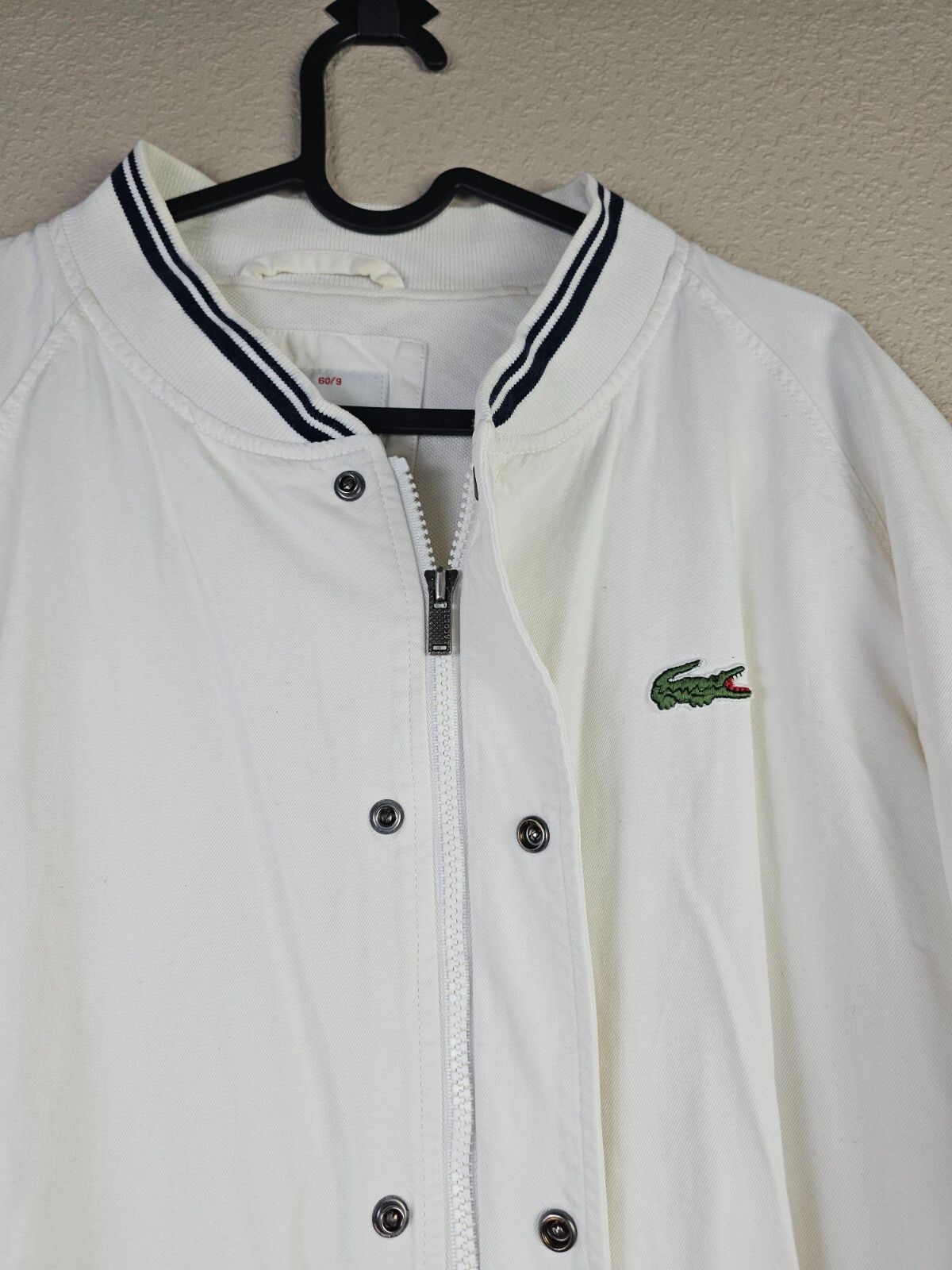 Lacoste Vintage 90s Lacoste Bomber Jacket Made in Italy XL White Size US XL / EU 56 / 4 - 7 Thumbnail