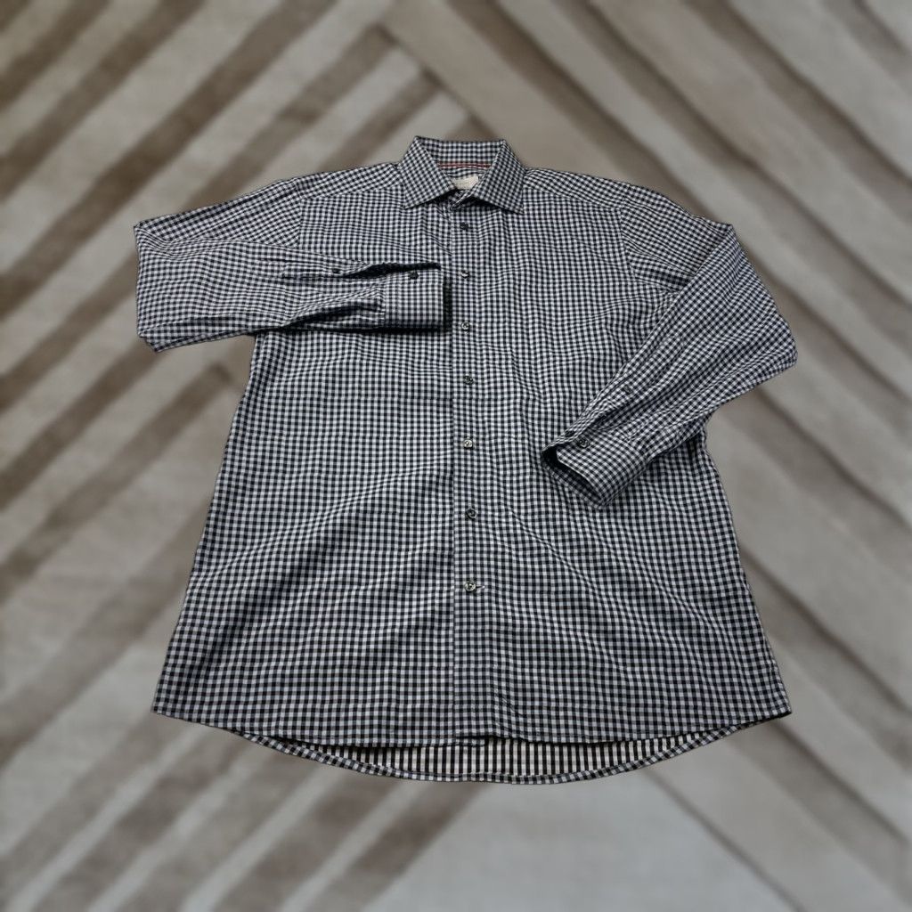 Eton Eton Shirt Mens 16.5 42 Gingham Check Plaid Contemporary Long Sleeve Dress Shirt Regular Collar Spread Barrel Cuff Multicolor Mens Size 46R - 1 Thumbnail