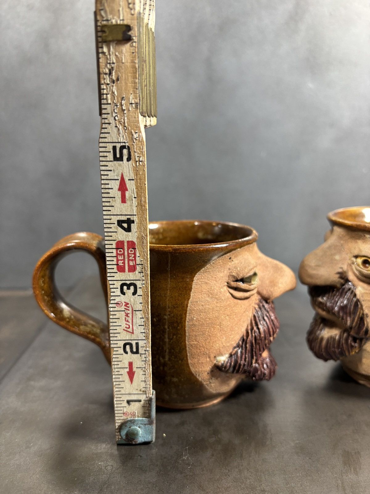 Vintage 1970s Stoneware Mugs Cobalt Pottery Canada Novelty Faces Cup Size ONE SIZE - 17 Thumbnail