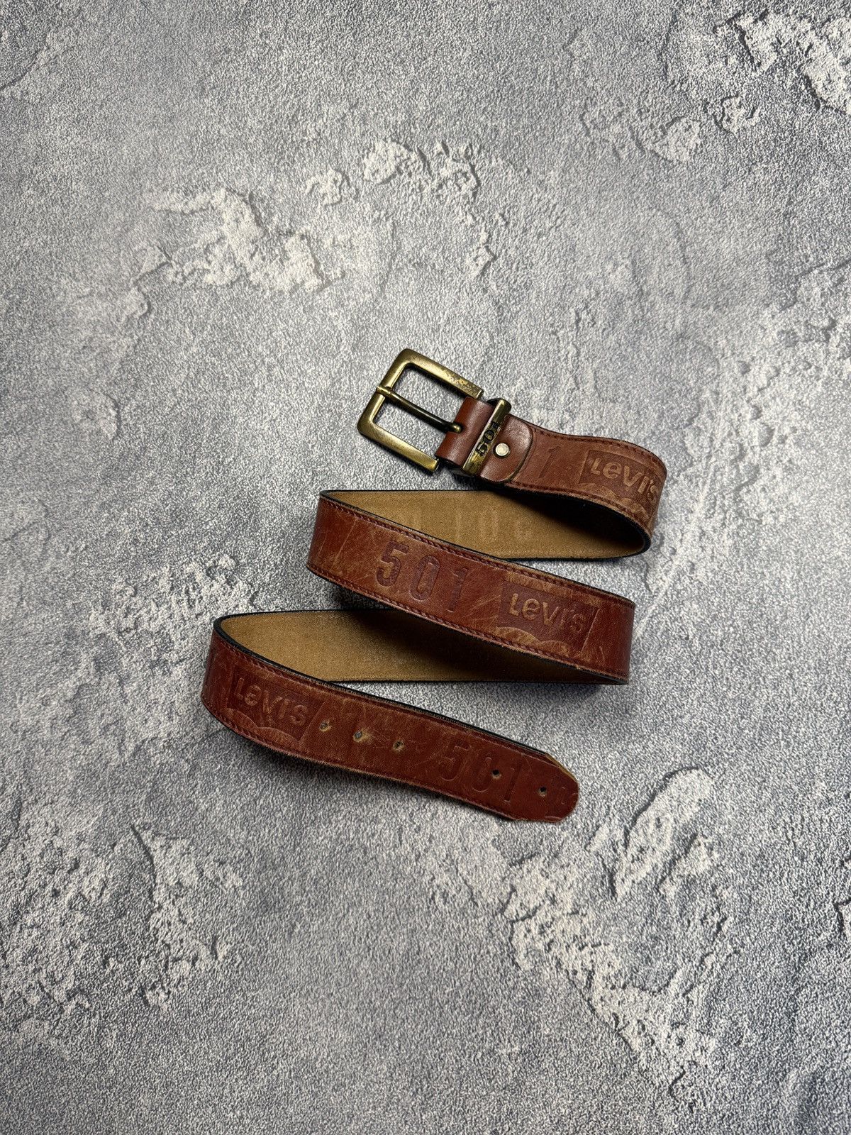 Levi's Vintage Distressed Faded Levi’s 501 Leather Belt Opium Y2K Size ONE SIZE - 1 Thumbnail