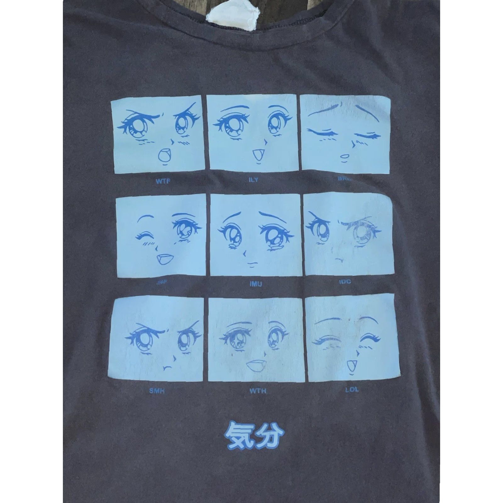 Vintage French Pastry Women’s Anime Reaction Crop Top Shirt Grey Large Size L / US 10 / IT 46 - 2 Thumbnail