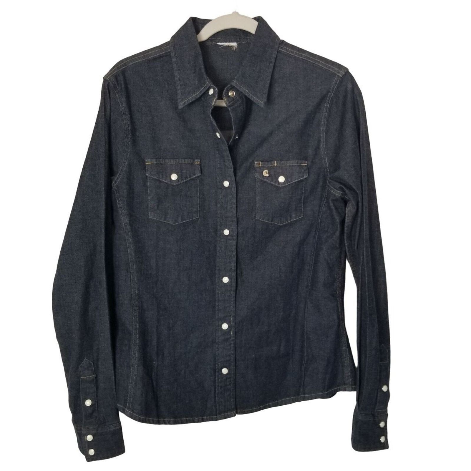 Carhartt Carhartt Womens Western Denim Shirt Snap L Cowgirl Country Size L / US 10 / IT 46 - 1 Thumbnail
