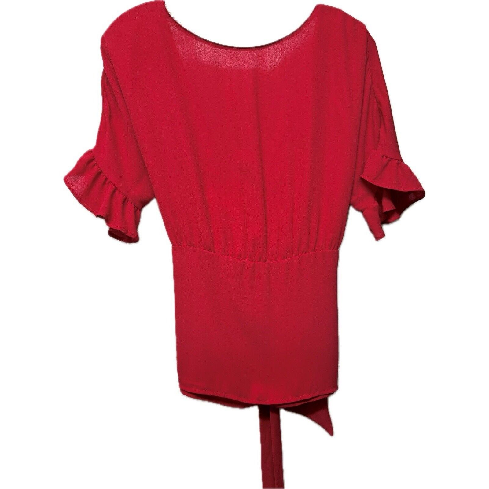 Other New York & Company Bright Red Tie-Back Blouse, Deep V-Back S Size S / US 4 / IT 40 - 1 Thumbnail