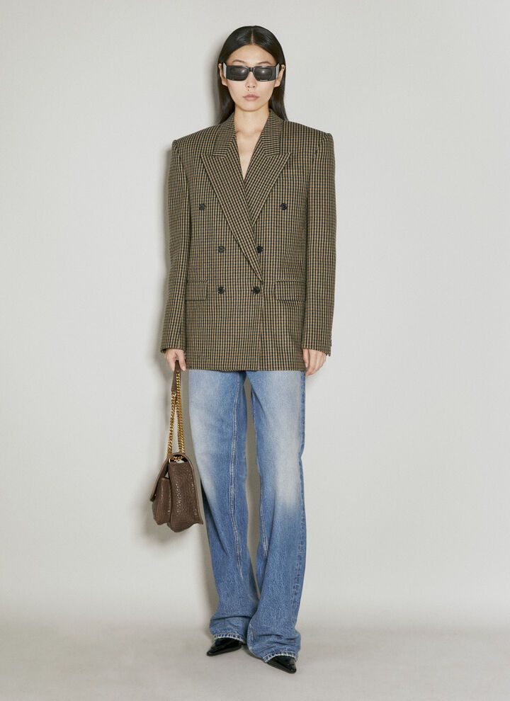 Saint Laurent Paris o1bcso1str1124 Oversized Jacket in Beige Size L / US 10 / IT 46 - 1 Thumbnail