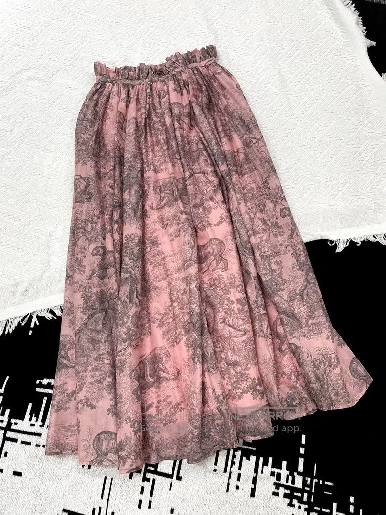 Dior Dior Vacation Series Pink Jui Print Long Skirt Half Skirt Size 26" / US 2 / IT 38 - 3 Thumbnail