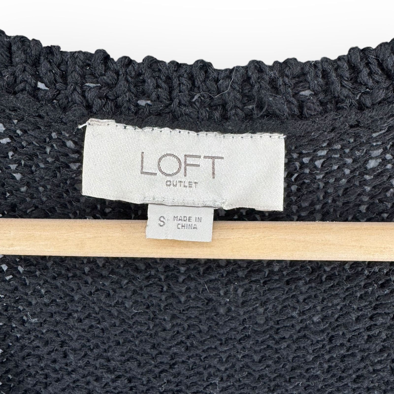 Loft LOFT Black Open Knit Sweater Tank Scoop Neck Sleeveless Sz S Size S / US 4 / IT 40 - 5 Thumbnail
