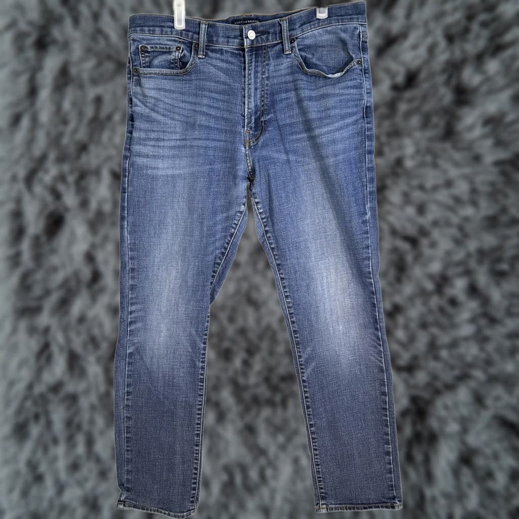 Lucky Brand Lucky Brand 410 Athletic Slim Jeans Mens 36x30 Blue Medium Wash Whiskered Denim Jeans Size US 36 / EU 52 - 1 Thumbnail
