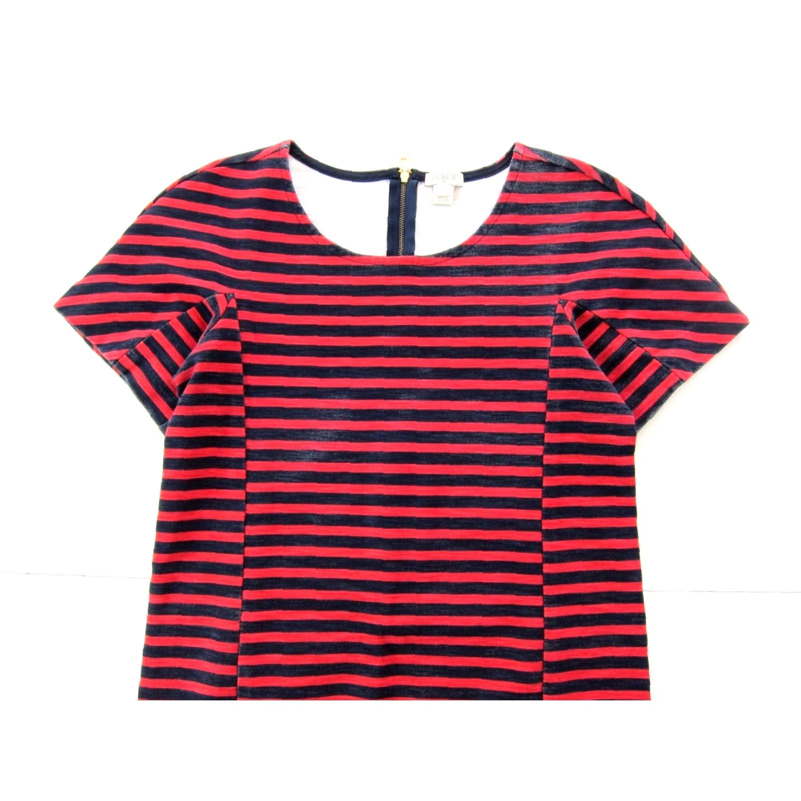 J.Crew VINTAGE J.Crew Red Stripe Short Sleeve Cotton Stretch Sheath Shift Shirt Dress XS Size XS / US 0-2 / IT 36-38 - 4 Thumbnail