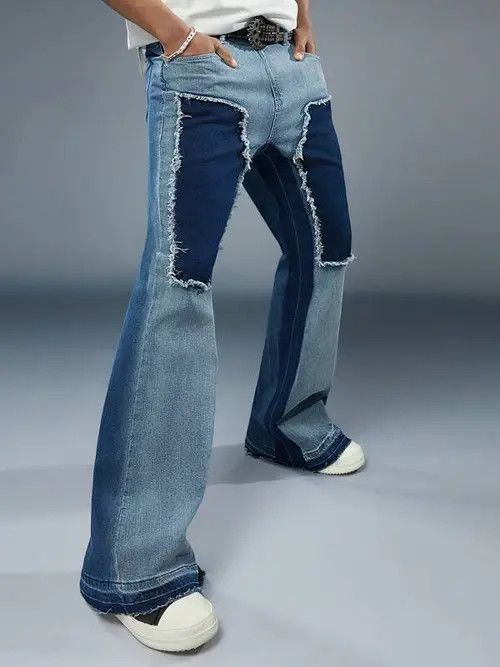 Japanese Brand Koyama x Kouda Wide Leg Y2k Patchworkeans Flare Size US 32 / EU 48 - 4 Thumbnail