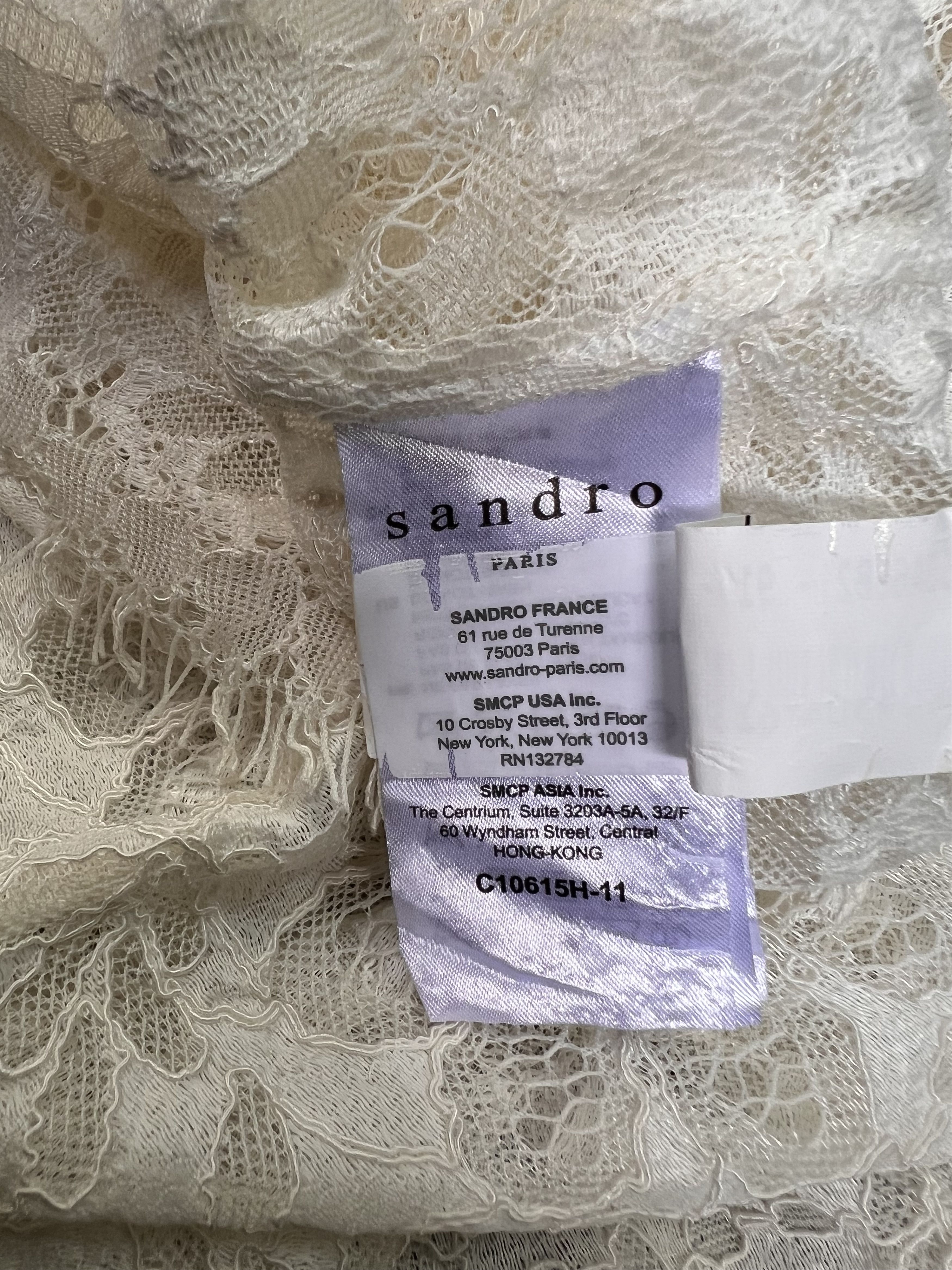 Sandro sandro ecru long lace sleeve blouse Size M / US 6-8 / IT 42-44 - 9 Thumbnail